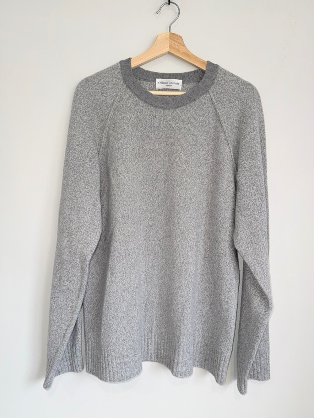 OFFICINE GENERALE Mens XL Gray Long Sleeve Crewneck Sweater Made In Italy HH16